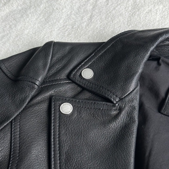 BCBG MaxAzria Womens Classic Moto Biker Leather Black Jacket orig. $598 MED. - Picture 12 of 15